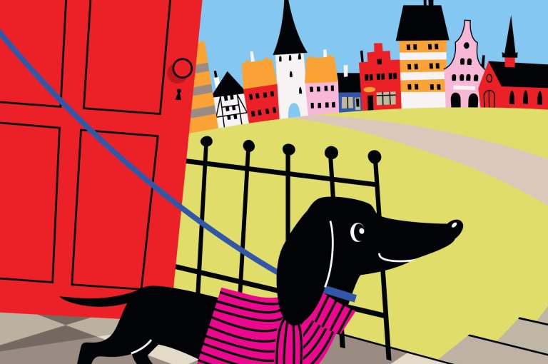 Dachshund on the Porch.